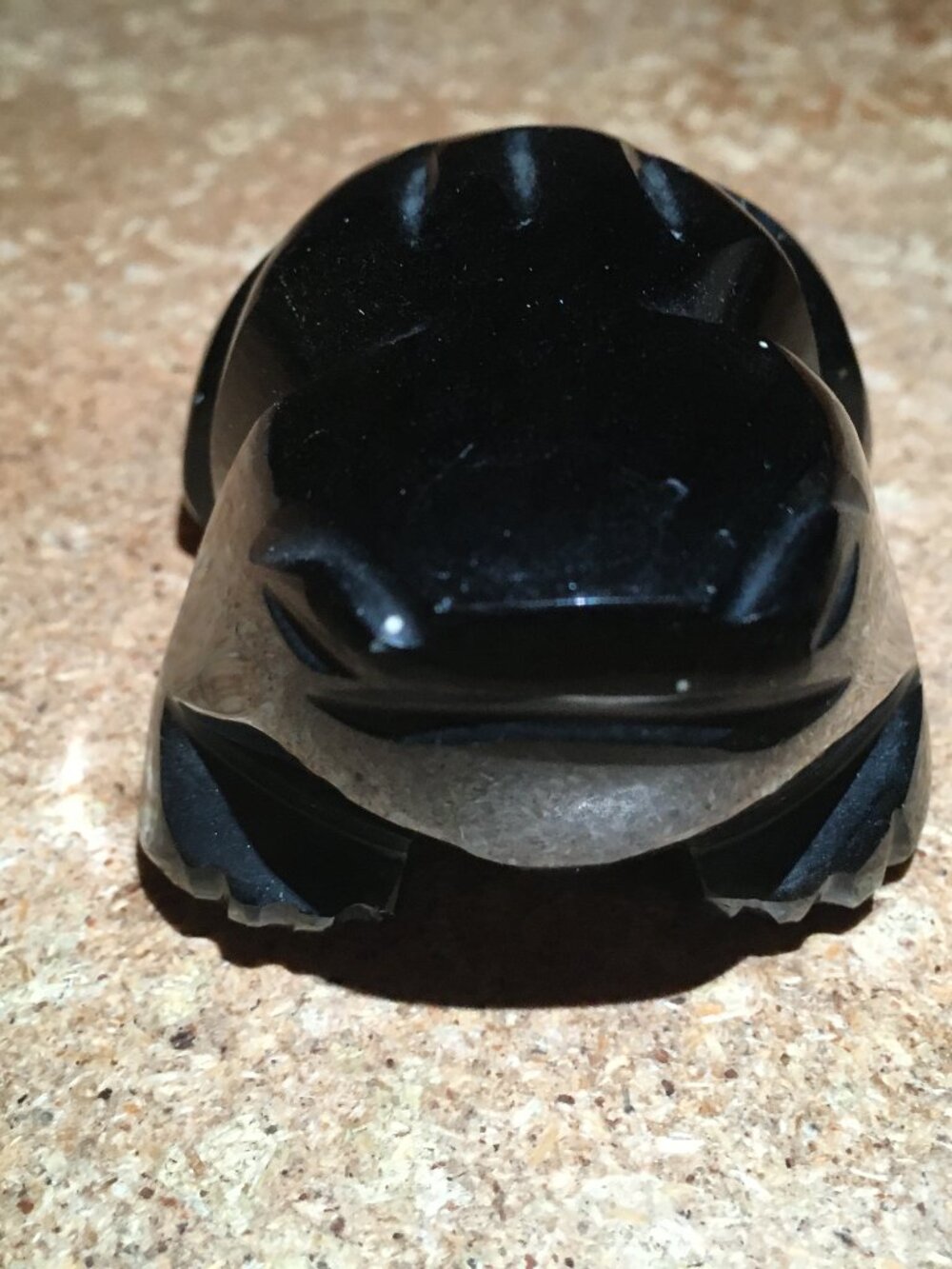 VINTAGE BLACK GOLD OBSIDIAN FROG FIGURINE